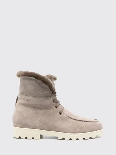 Santoni Flat Ankle Boot  Woman Color Dove Grey In Gray