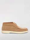 Santoni Suede Finish Flat Shoes With Minimalist Silhouette In Braun