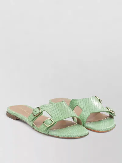 Santoni Snakeskin-effect Buckle-fastening Sandals In Green