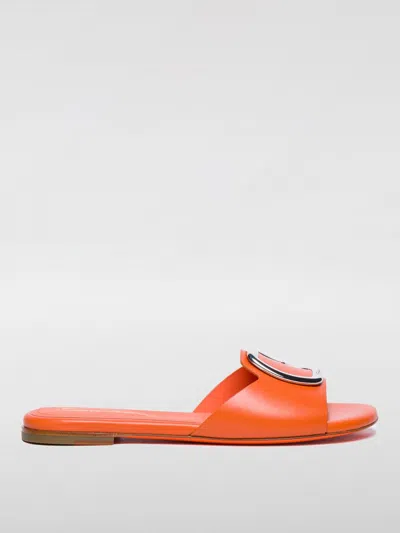 Santoni Decorative-buckle Leather Sandals In Orange