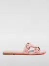 Santoni Double-strap Flat Leather Sandals In Pink