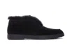Santoni Fortune Shearling Suede Loafer Booties In Black