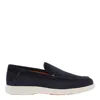Santoni Loafers With Round Toe And Contrast Stitching In Blue