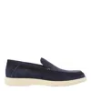 Santoni Leather Loafers Contrast Stitching In Blue