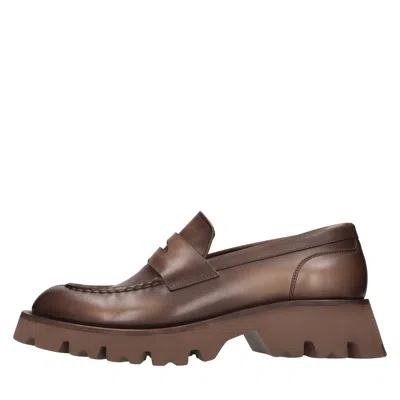 Santoni Flat Shoes In Brown