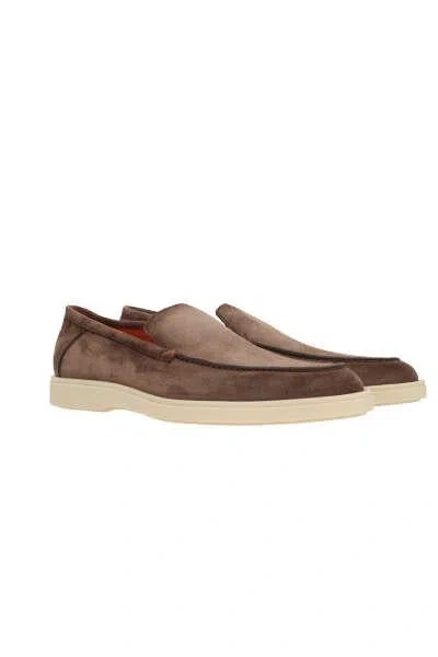 Santoni Flat Shoes In Brown