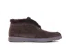 Santoni Suede Fur Trim Ankle Height Loafers In Brown