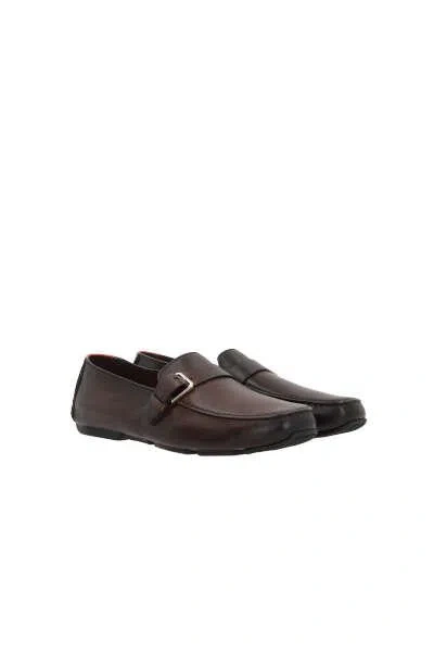 Santoni Flat Shoes In Dark Brown