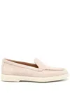 Santoni Closed-design Pink Leather Loafers With Plush Lining In Pink