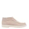 Santoni Slip-on Sneakers With Rubber Sole And Suede Finish In Pink