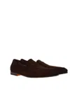 Santoni Suede Carlo Penny Loafers In T.moro