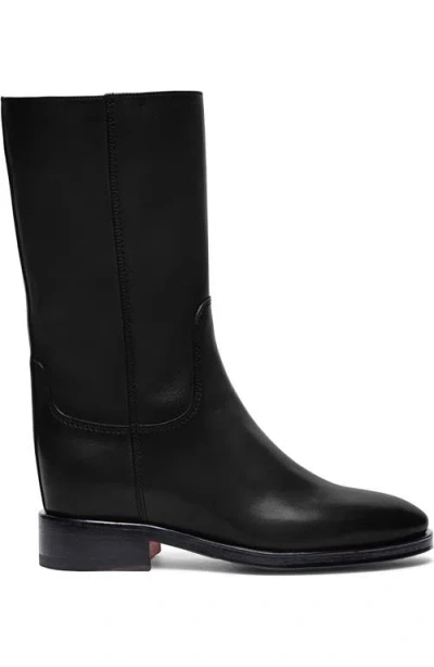 SANTONI FLEECES BLACK LEATHER BOOT