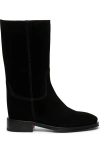Santoni Fleeces Suede Tall Ranch Boots In Black