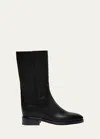 Santoni Fleeces Black Leather Boot In Black