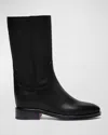 Santoni Fleeces Black Leather Boot In Black