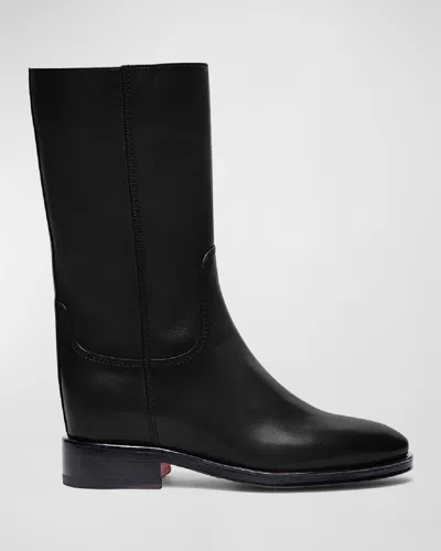 SANTONI FLEECES LEATHER MID BOOTS