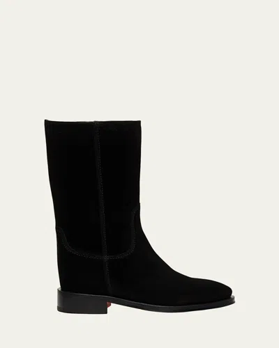 SANTONI FLEECES SUEDE TALL RANCH BOOTS