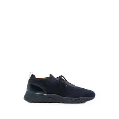 Santoni Flin Knit Leather-trim Sneakers In Multi