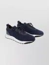 Santoni Flin Sneakers With Contrast Sole And Pull Tab In Blue