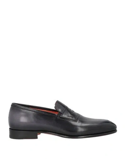 Santoni For Braun Hamburg Man Loafers Black Size 7.5 Leather