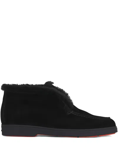 Santoni Fortune Round-toe Loafers In Black