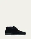 Santoni Fortune Shearling Suede Loafer Booties In Black
