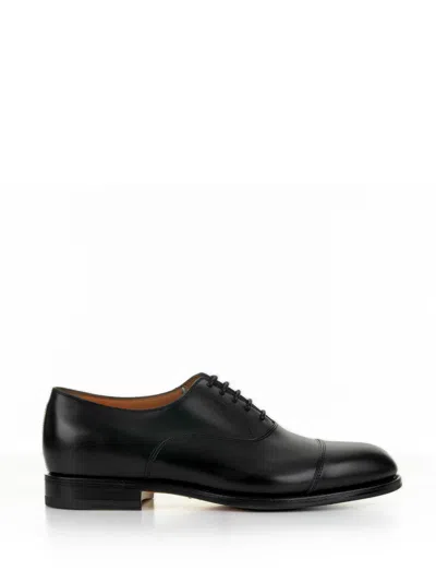 SANTONI SANTONI FRANCESINA IN BLACK CALFSKIN