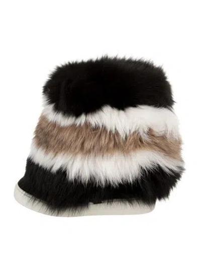 Pre-owned Santoni Fur Colorblock Pattern Lace-up Boots In Black