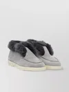 Santoni Fur Trim Rubber Sole Ankle Boots In Gray