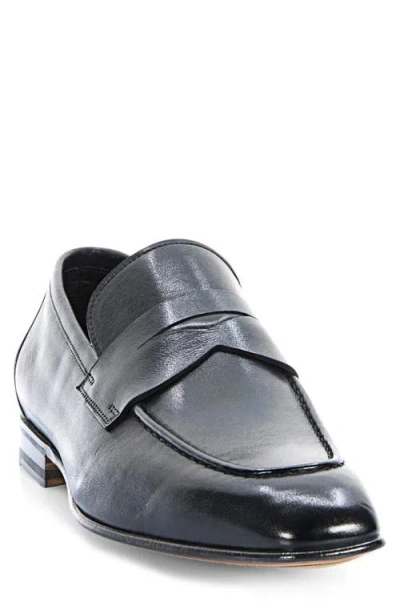 Santoni Gannon Penny Loafer In Black