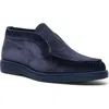 Santoni Midnight Blue Calf Suede Slip-on Shoes With Branded Insole In Blue