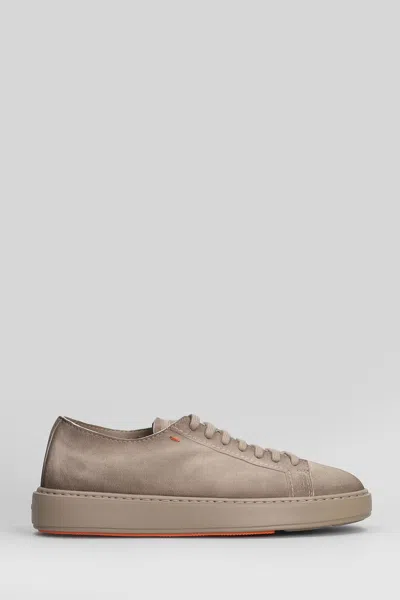 Santoni Godfrey Sneakers In Grey Suede In Brown