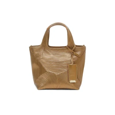 Santoni Gold Laminated Leather Handbag Bronze