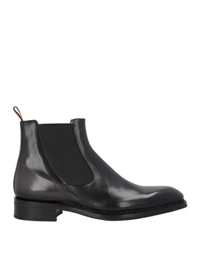 Santoni Goodyear Man Ankle Boots Black Size 11.5 Leather