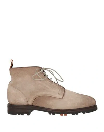 Santoni Goodyear Man Ankle Boots Taupe Size 9 Leather In Multi