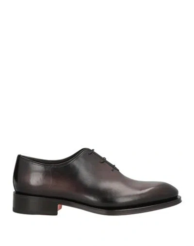 Santoni Goodyear Man Lace-up Shoes Dark Brown Size 9 Leather
