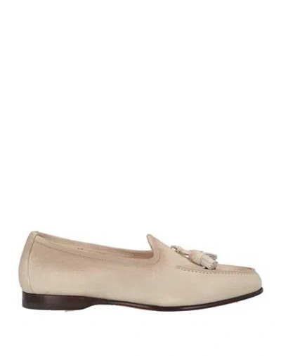 Santoni Goodyear Man Loafers Beige Size 8 Leather