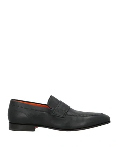 Santoni Goodyear Man Loafers Black Size 11.5 Leather