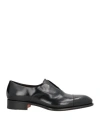 Santoni Goodyear Man Loafers Black Size 6 Leather In Black