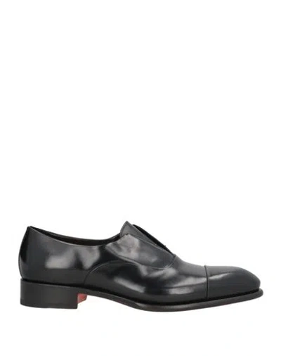 Santoni Goodyear Man Loafers Black Size 6 Leather