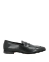 Santoni Crafted From Premium Glossy Leather Loafer In Black