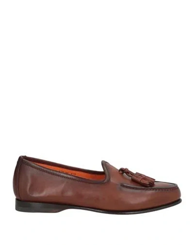Santoni Goodyear Man Loafers Brown Size 7.5 Leather In Brown