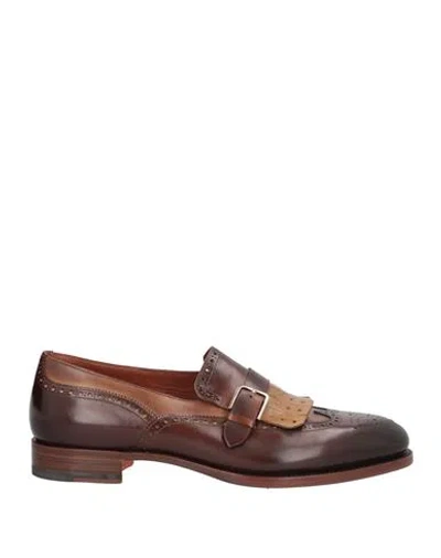 Santoni Goodyear Man Loafers Brown Size 8 Leather