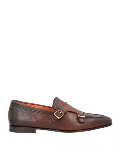Santoni Goodyear Man Loafers Brown Size 9 Leather