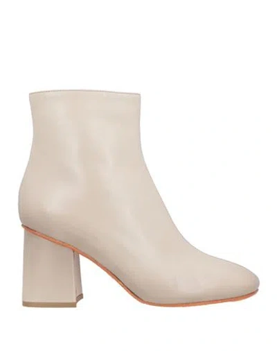 Santoni Goodyear Woman Ankle Boots Taupe Size 8 Leather In Grey