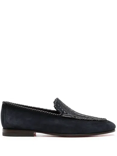 Santoni Gough Interwoven-design Loafers In Blue