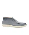 Santoni Mens Grey Detroit Slip-on Suede Desert Boots In Gray