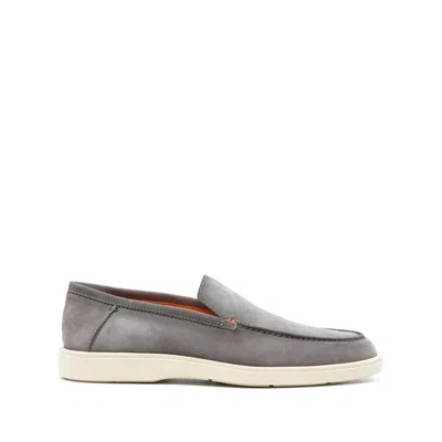 Santoni Gradient-effect Suede Loafers In Grey