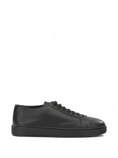 Santoni Dumps Hammered Low-top Sneakers In Black