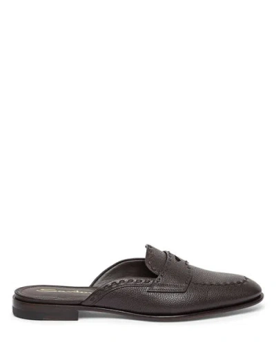 Santoni Granato Leather Mule In Brown
